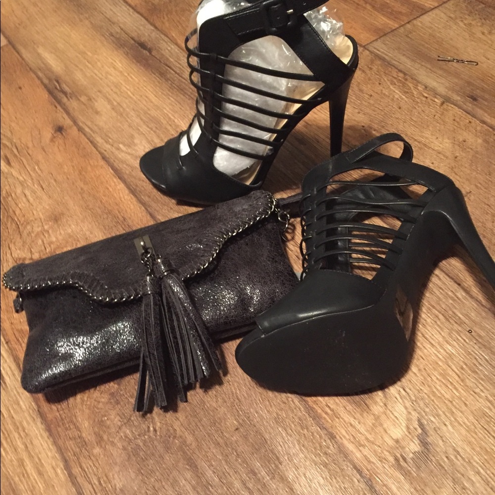 Black duo bag clutch/cross the body